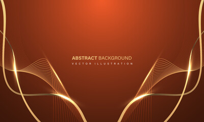 Abstract luxury element with gold light glow effect on orange modern graphic design decoration for banner template background vector