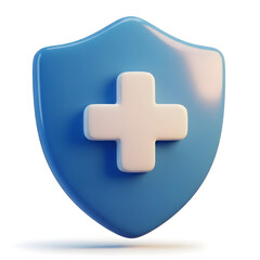 Obraz premium Shield emblem with a plus symbol representing protection healthcare and insurance for various design projects