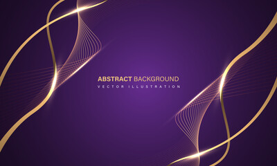 Abstract luxury element with gold light glow effect on purple modern graphic design decoration for banner template background vector