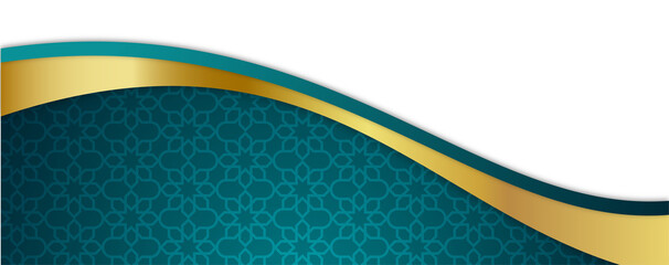 Elegant Teal and Gold Wave Background