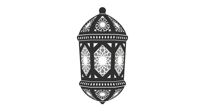Islamic lantern with geometric patterns, traditional Ramadan decoration, Arabic ornament, cultural symbol, elegant night light, ornamental lighting, festive illumination, sacred Ramadan.
