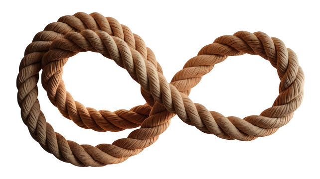 Brown rope loops intertwined together on transparent background transparent background