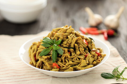 Tumis Usus Ayam or Stir Fry Yellow Spicy Chicken Intestine