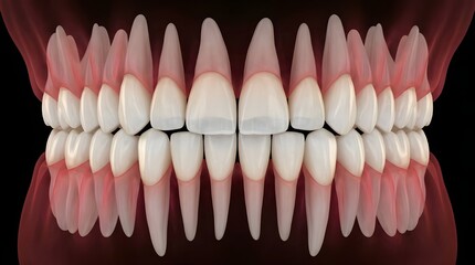 Fototapeta premium 3D Dental Anatomy Illustration Showing Teeth Roots and Gums