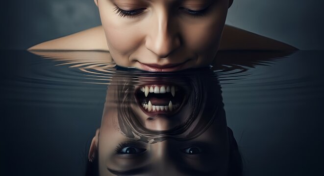 Hypocrite True Self Exposed Reflection of Hidden Evil and Deceit