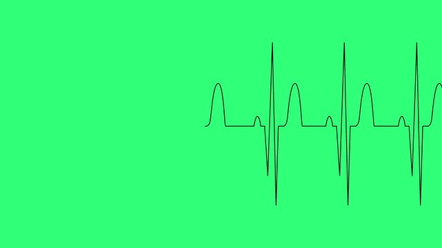 Animated line icon of a glowing heartbeat. The electrocardiogram displays heart rate lines. Neon heart pulse animation on a black background, presented in 4k video format.