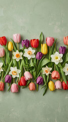 Fresh flowers arranged in a vibrant display for spring, created AI
