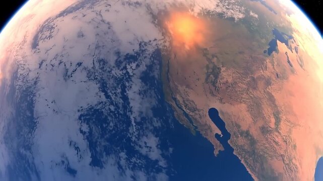 Earth from Space with Sunrise View.
