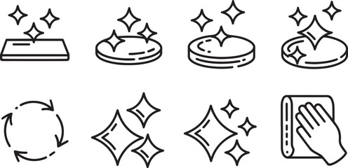 Fototapeta premium Minimalist Icons Showing Magic Sparkles and Interactive Elements on Transparent Background