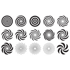 Abstract Black Spiral Patterns Vector Collection Modern Design Elements