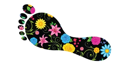 Fotobehang Hokusai The Great Wave A colorful floral footprint design showcasing a variety of bright blooms  © Design lens