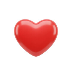 Shiny red heart 3D render isolated on white background symbol of love