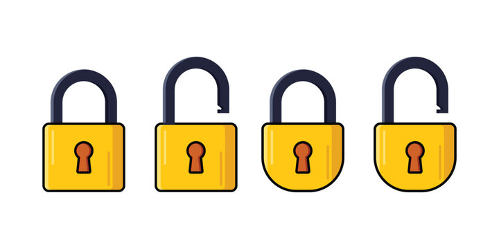 collection of simple yellow padlock illustrations