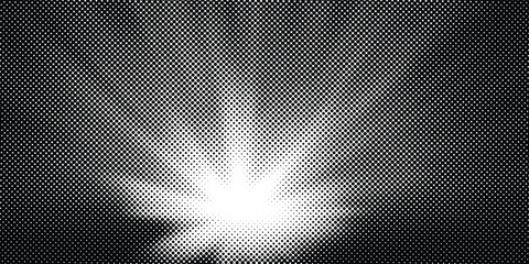 Halftone dots lightning explosion pop art comic background. Vector Illustration