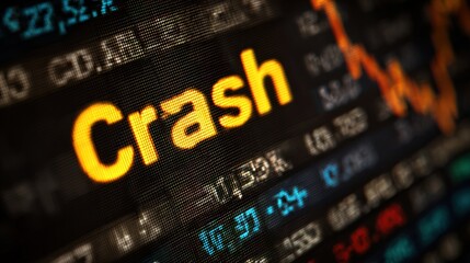 Obraz premium Trading screen with falling price and 'Crash' text indicating gold market crash