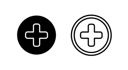 Obraz premium Rounded Plus Sign Icon Set for Add or Positive Actions in Modern UI