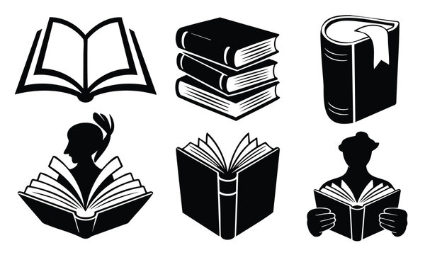 Set bundle world book day silhouette including reader and book stack