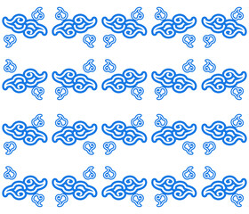 Traditional Blue Cloud pattern known as mega mendung Motif Repeat
