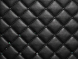 Naklejka premium High quality photo of Black quilted leather background texture with diamond pattern and stitching