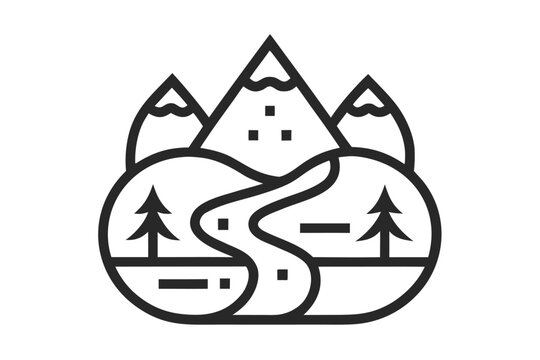 river recreation outline vector icon  flowing rive