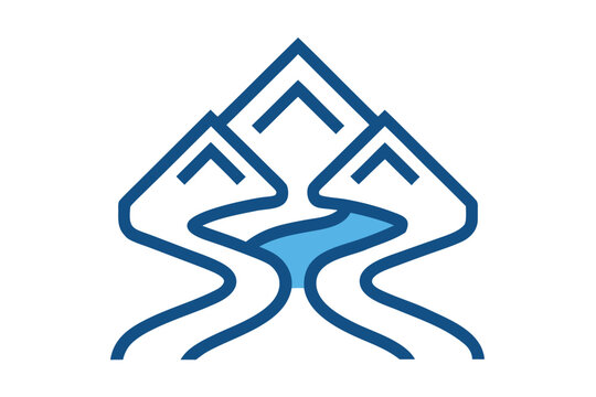 river fork outline vector icon  river splitting in