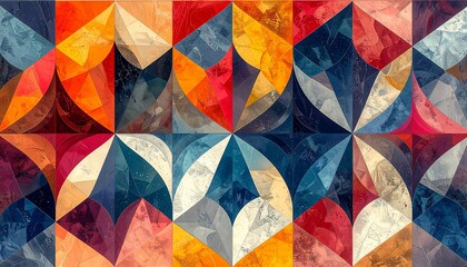 Vibrant kaleidoscope pattern of multicolored firefly-inspired shapes in a symmetrical abstract design viewed from directly above