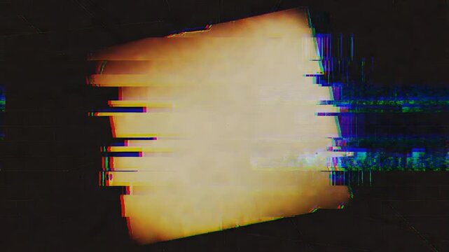 Distorted old scroll paper with glitch effect and digital noise, abstract background footage