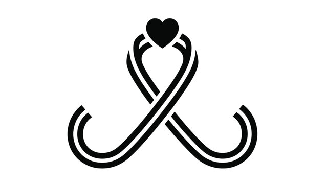 Heart Awareness Ribbon Icon for Health Charity Campaigns, Fundraising, Patient Advocacy and Nonprofit Healthcare Programs Vector Illustration