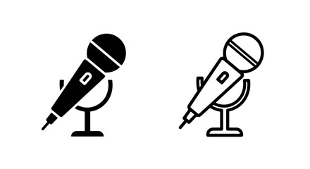 Dynamic Handheld Microphone on Stand Icons for Karaoke Live Performance and Public Speaking Events
