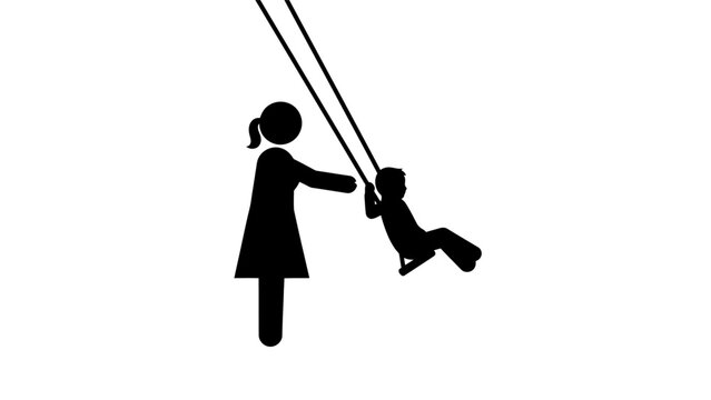 A woman pushing a child on a swing.