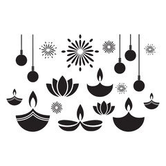 Flat Vector New Year Symbols Collection Festive Holiday Design