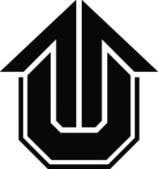 Up arrow letter U logo icon, black symbol, modern business growth design