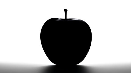 Obraz premium Apple Silhouette: A striking silhouette of a ripe apple, its dark form contrasting dramatically with the background, embodies simplicity and elegance.