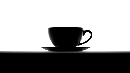 Obraz premium Silhouette of Elegance: A minimalist, high-contrast image highlighting the graceful silhouette of a sleek teacup resting on its saucer, capturing a sense of calm and sophistication.