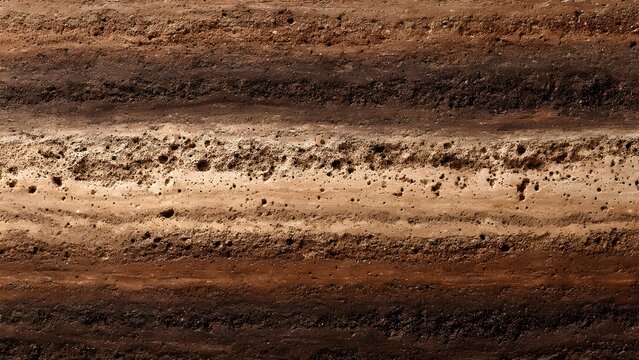 Rammed Earth Wall Texture with Natural Layered Pattern and Copy Space