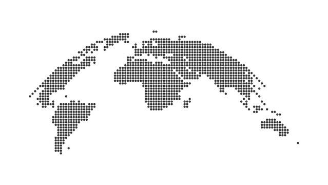 pixel world map. pixelated world map silhouette on white background