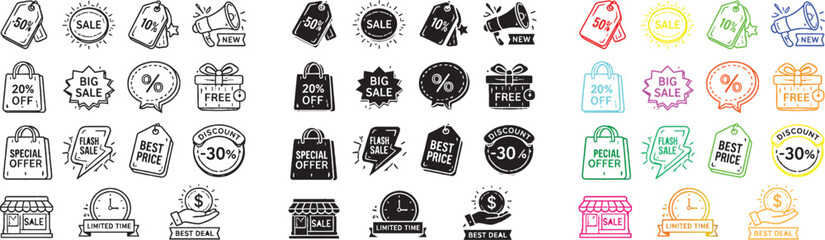 Obraz premium Maximize Sales with These Dynamic Discount Icons for Marketing Materials and Engaging Promotions - A Must-Have for E-Commerce and Retail Businesses