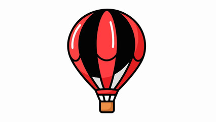 Striking red and black hot air balloon with white accents, ready for flight