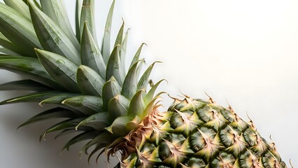 Fototapeta premium Fresh pineapple fruit with green leaves on white background