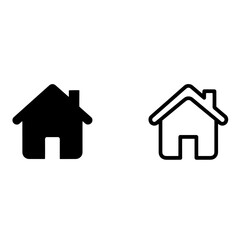 Home and house icons set in flat solid and outline styles for real estate or homepage navigation