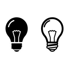 Vector light bulb icons with zigzag filament for creative concept and bright idea symbols
