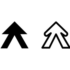 Directional up arrow icons in solid and outline styles for navigation and progress growth concept