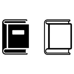 Closed book icons in solid and outline style for education and library reading concepts