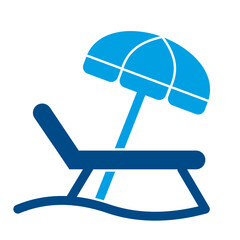 Beach Lounge Chair with Umbrella Icon - Summer Vacation Relaxation