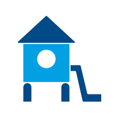 Kids Playground Slide House Icon - Outdoor Recreation and Fun