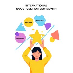 Naklejka premium Vector illustration for International Boost Self-Esteem Month