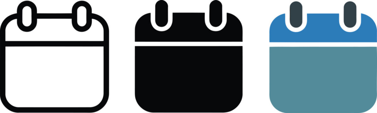 Calendar icons in different colors on transparent background