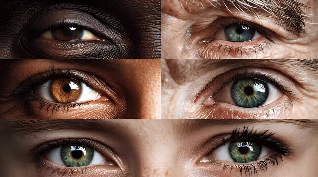 Collage of Human Eyes with Different Colors.