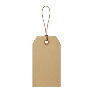 Brown kraft paper tag with jute string isolated on transparent background isolated on transparent background