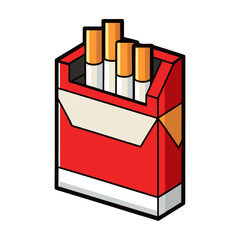 Cigarette Pack Icon Set in Red and Black Flat Vector Illustration.